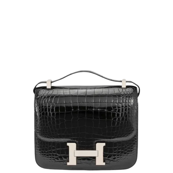 Hermès Black 19cm Mini Constance 19 Shiny Alligator Palladium Hardware