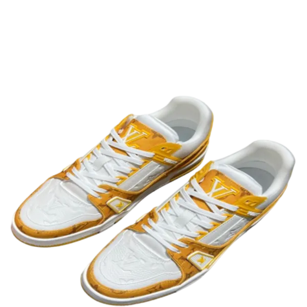 Louis Vuitton Trainer Sneaker Monogram Denim Yellow Virgil Abloh