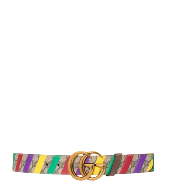 Gucci Double G Stripe Print Belt 3.8cm