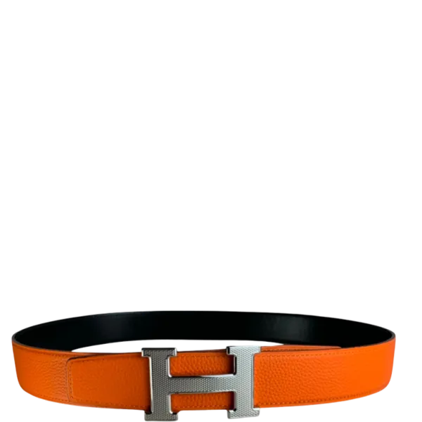 Hermes Belt Togo Swift SILouis VuittonER Buckle Orange 38mm