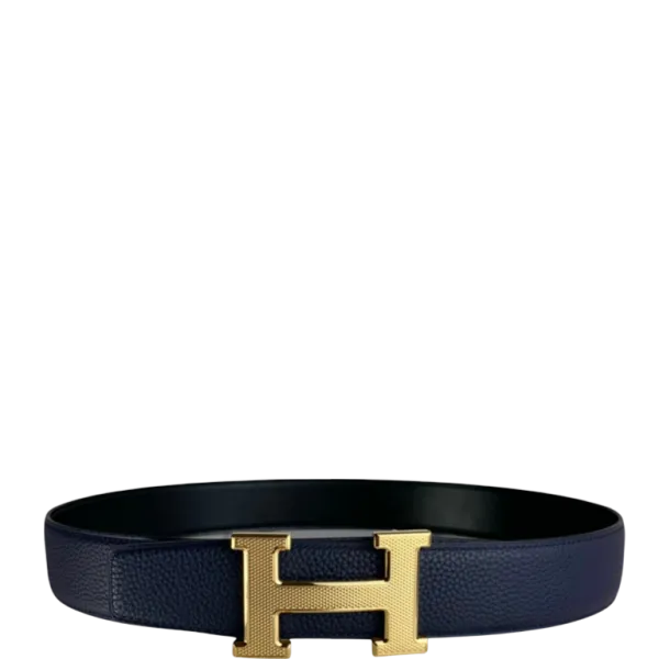 Hermes Belt Togo Swift Gold Buckle Blue 38mm