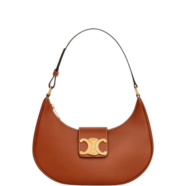 Celine Ava Triomphe Soft Bag in Smooth Calfskin Tan