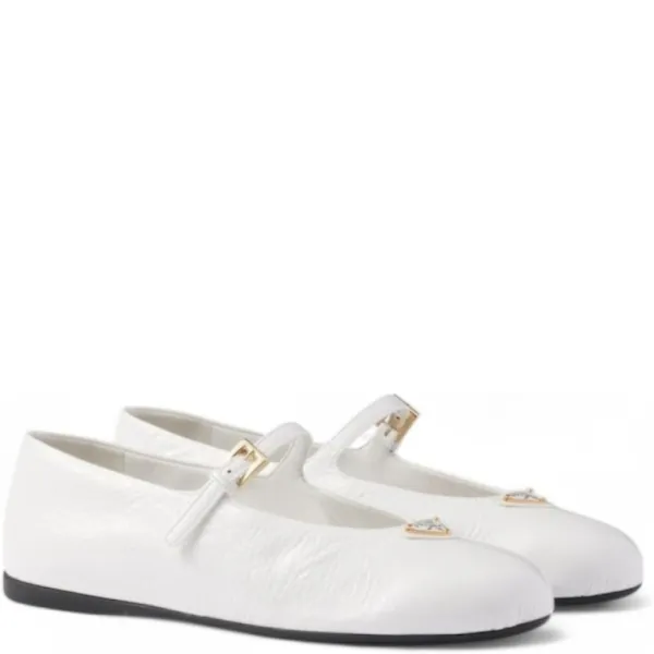 Prada White Patent Leather Ballerinas