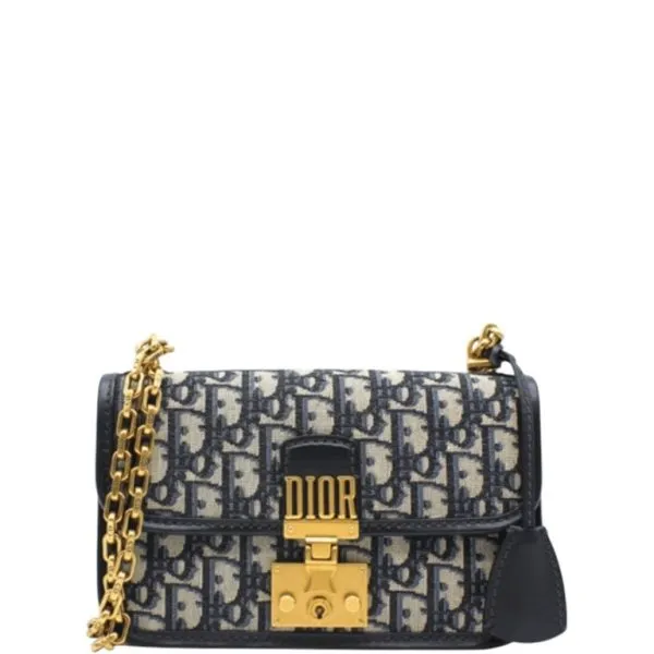 Dior Oblique Addict Flap Bag Black 24cm