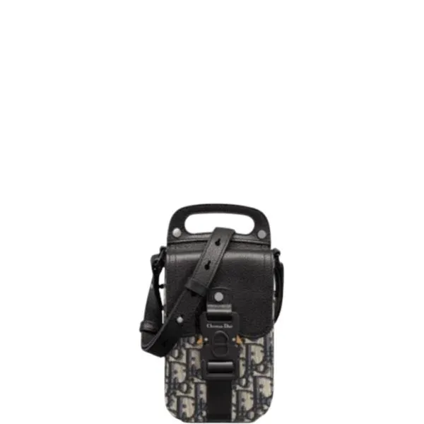 Dior Saddle Vertical Pouch With Strap Oblique Jacquard And Dark Blue Grained Calfskin 11cm High Quality