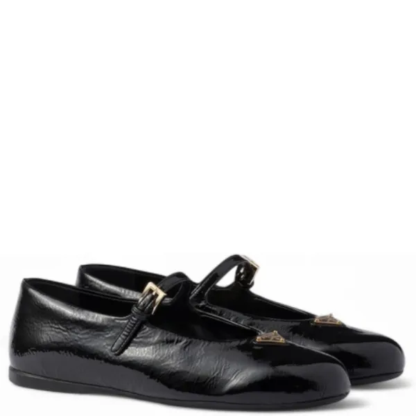 Prada Black Patent Leather Ballerinas