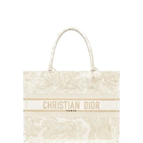 Dior Medium Book Tote Gold Tone Toile Jouy Embroidery/ 36cm