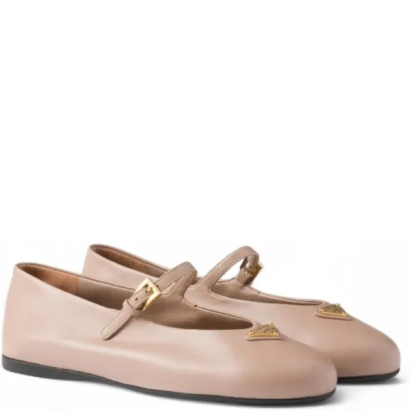 Prada Powder Pink Leather Ballerinas