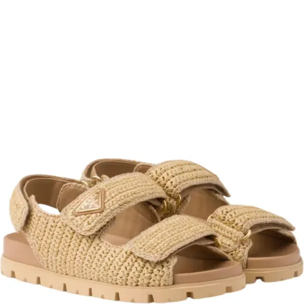 Prada Beige Crochet Sandals