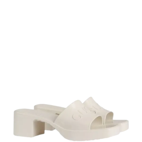 Sandal Gucci Women's Rubber Slide Sandal White 624730 J8700 9022