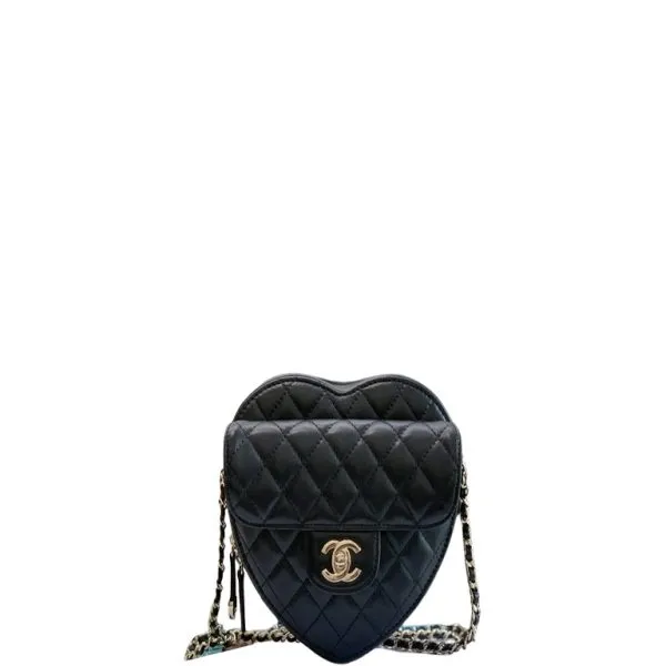 Chanel Mini Heart Bag Black 7in/18cm