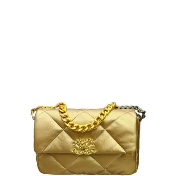 Chanel 19 Flap Bag in Gold Lambskin 25cm
