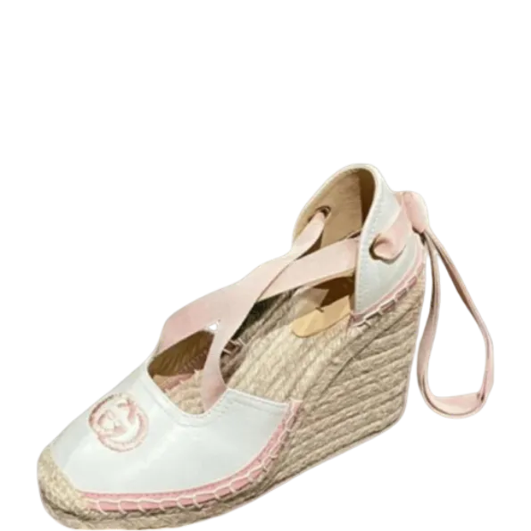 Gucci Pink GG Canvas Wedge Espadrilles