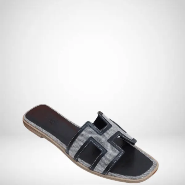 Hermes Black/Silver Oran Sandal