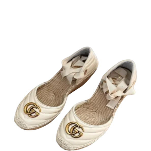 Gucci White Leather Platform Espadrille