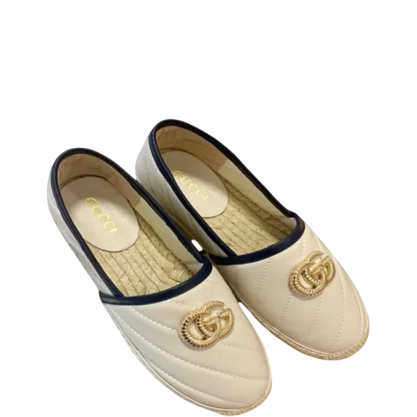 Gucci White Leather Espadrille With Double G