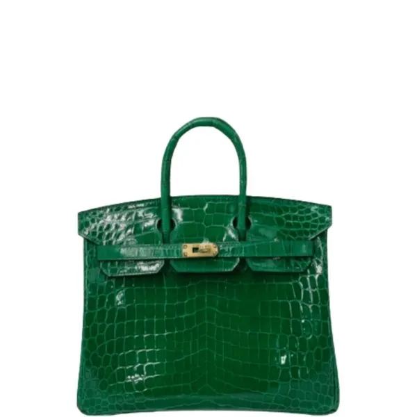 Hermes Birkin 30 Crocodile Gold-Toned Hardware Dark Green