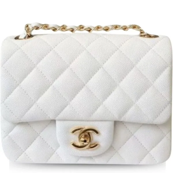 Chanel Classic Mini Flap Bag Golden Hardware White