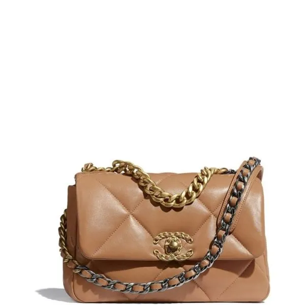 Chanel Lambskin Quilted Medium 19 Flap Caramel 30cm