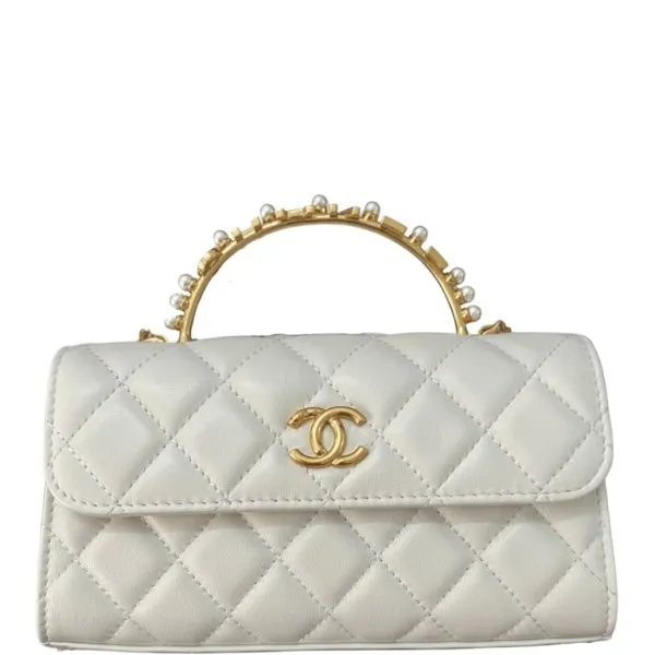 Chanel Lambskin Mini Kelly Flap Bag White 17cm