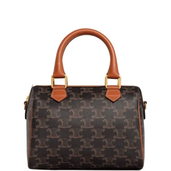 Celine  Small Boston Cuir Triomphe in Triomphe Canvas And Calfskin Tan