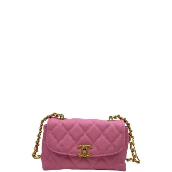 Chanel Flap Bag With Chain Pink 20cm