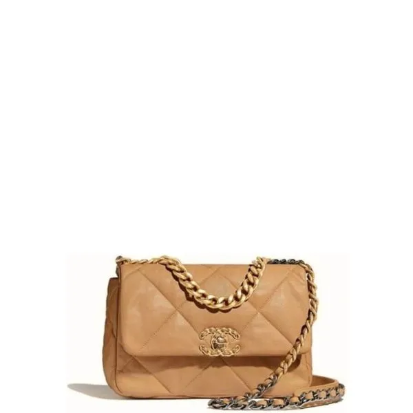 Chanel Lambskin Quilted Medium 19 Flap Caramel 25cm