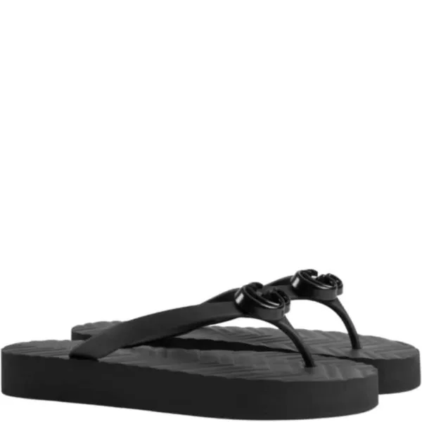 Gucci Black Chevron Thong For Women