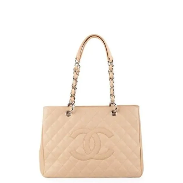 Chanel Grand Shopping Tote Bag Beige Caviar 34cm