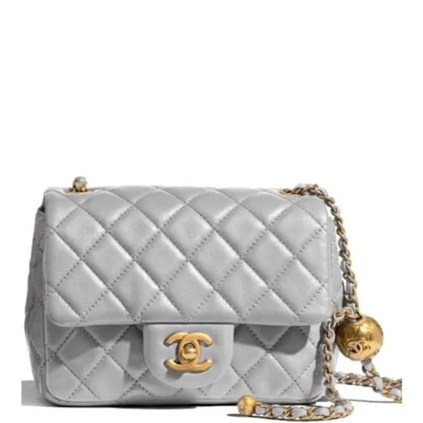Chanel Pearl Crush Quilted Flap Bag Grey 20cm