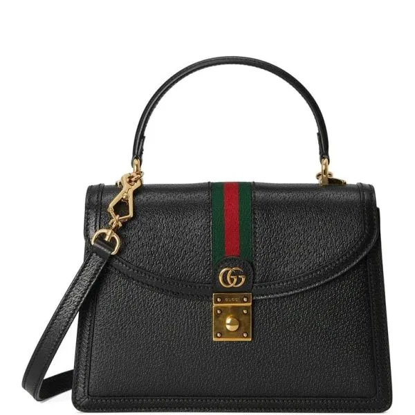Gucci Ophidia Small Top Handle Bag With Web 25cm Black