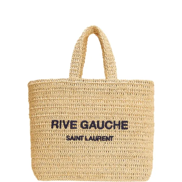 Saint Laurent Tote Rive Gauche Raffia Crochet