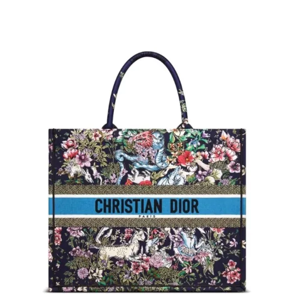 Dior 42cm Blue Multicolor D-Constellation Embroidery Large Book Tote