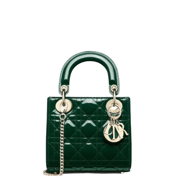 Dior Medium Lady Blush Cannage Lambskin Bag Dark Green 20cm High Quality