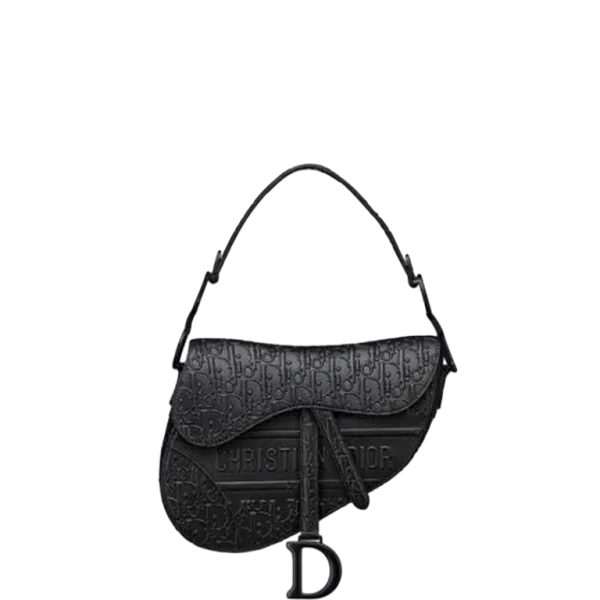 Dior Saddle Black Oblique Embossed 25cm