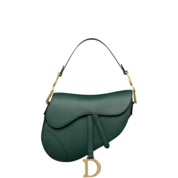 Dior Saddle With Strap Grained Calfskin Green