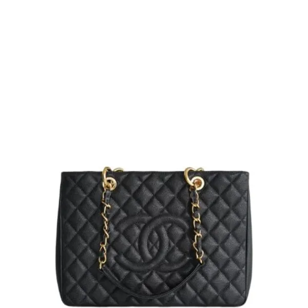 Chanel 34cm Black Caviar Grand Shopping Tote Bag
