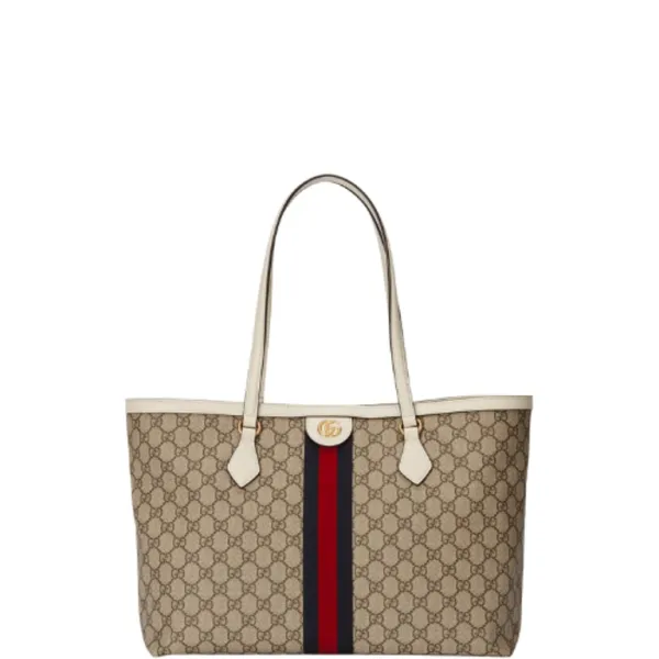 Gucci White Ophidia Medium Tote With Web