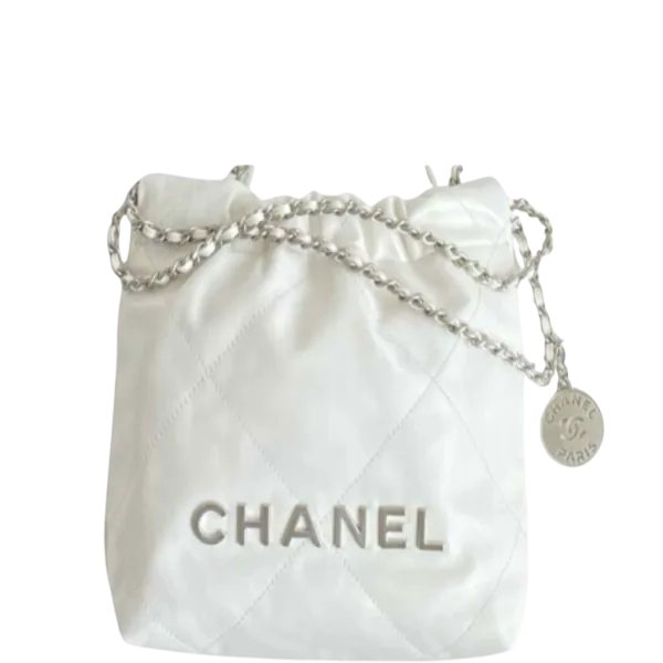 Chanel 22 Mini Bag Silver Tone White 7,1in/18cm