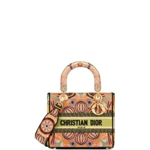 Dior Medium Lady D-Lite Bag Multicolor Lights Embroidery 24cm