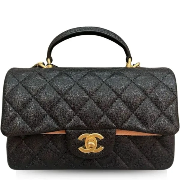 Chanel Mini Flap Bag With Top Handle Black