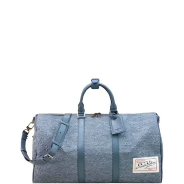 Louis Vuitton 50cm Denim Blue Keepall Bandouliere 50 Bag