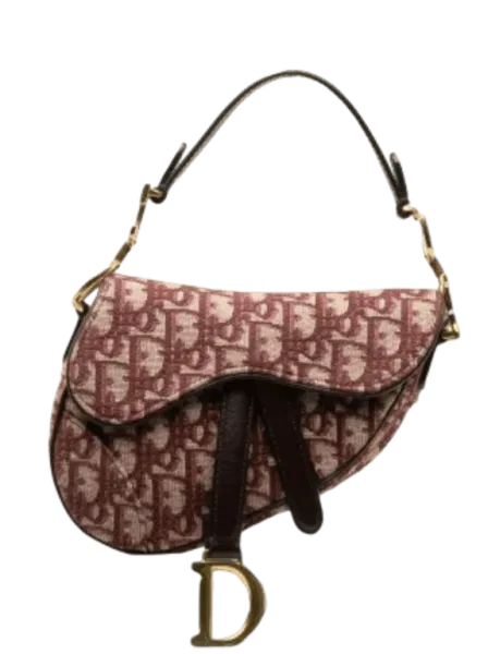 Dior Saddle Bag Dior Oblique Embroidery Red 24cm