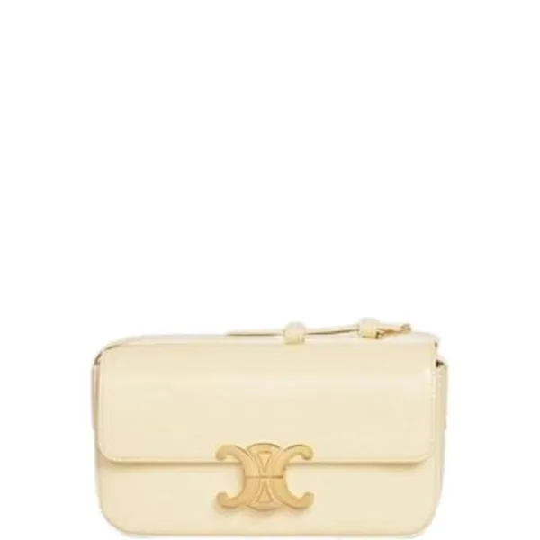 Celine Shoulder Bag Triomphe in Shiny Calfskin Soft Yellow 18cm
