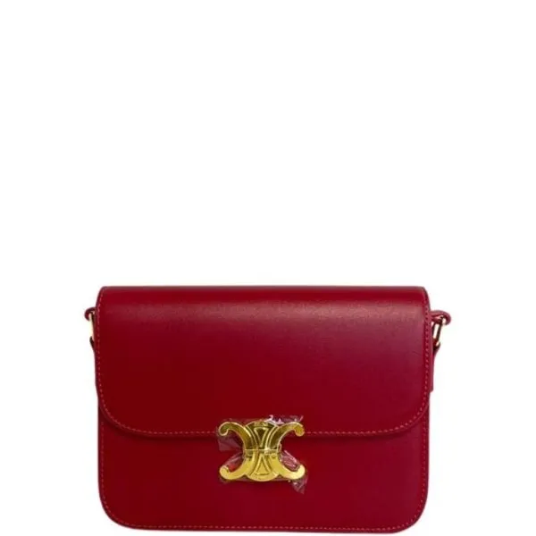 Celine Teen Triomphe Bag in Shiny Calfskin Red 18 cm