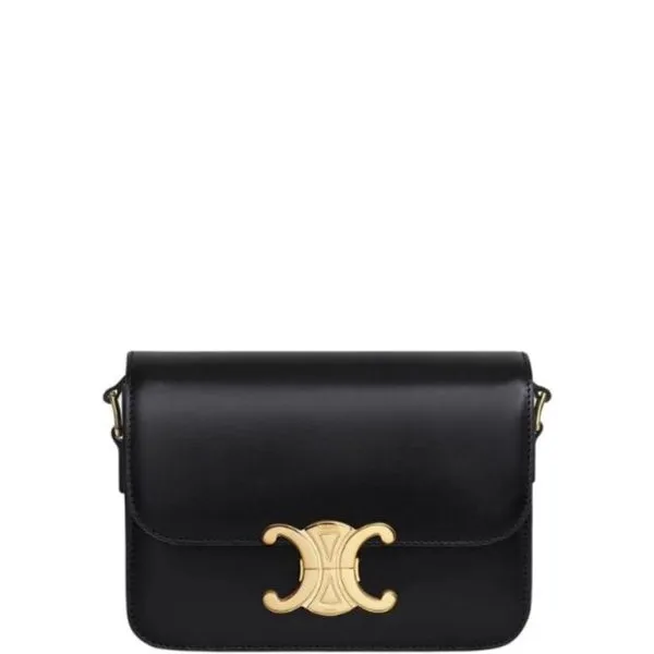 Celine Teen Triomphe Bag in Shiny Calfskin Black 18cm 1