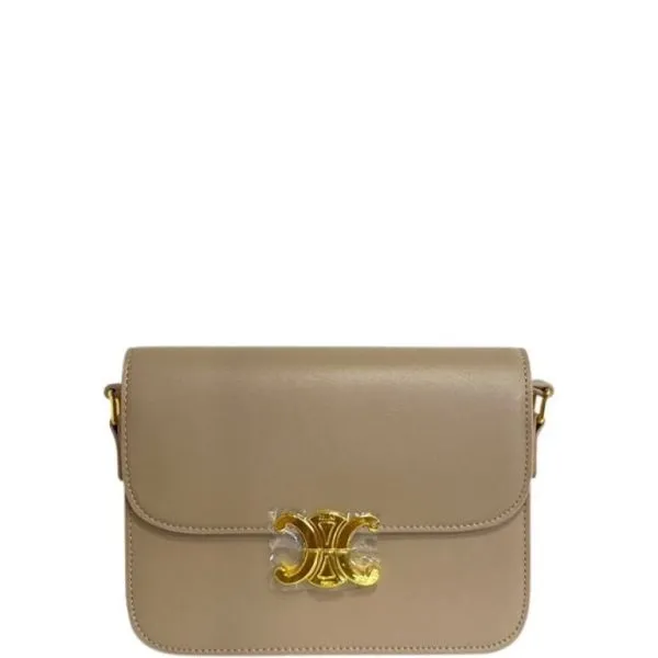 Celine Teen Triomphe Bag in Shiny Calfskin Beige 18cm