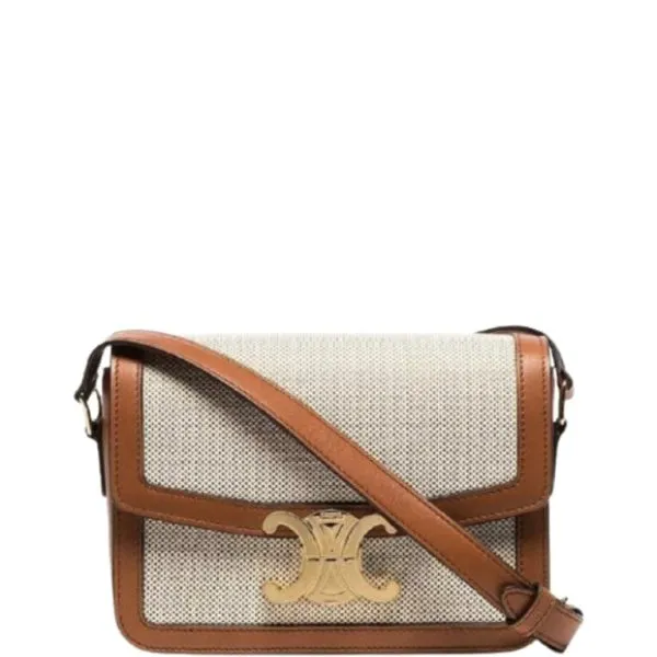 Celine Classique Triomphe Bag in Textile And Calfskin 22cm