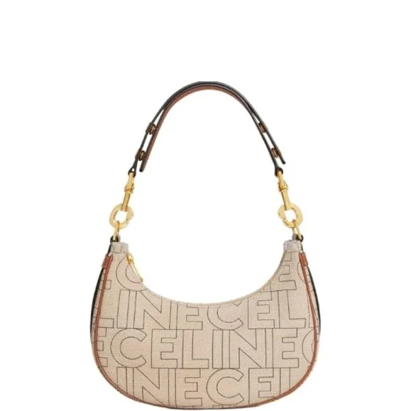 Celine Medium Ava Strap Bag in Textile With All Over Print Natural 25cm