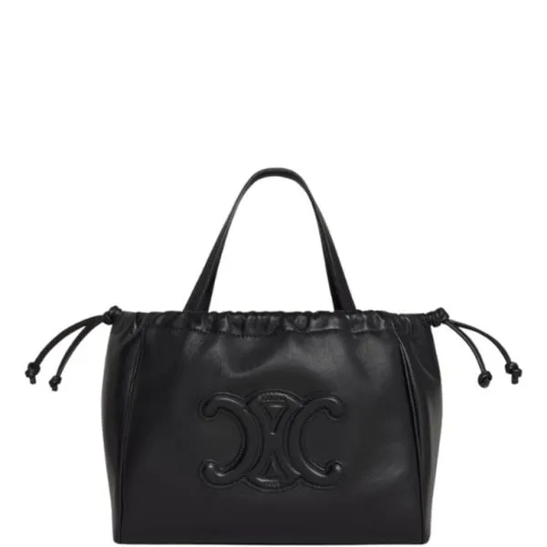 Celine Small Cabas Drawstring Cuir Triomphe in Smooth Calfskin Black 24cm